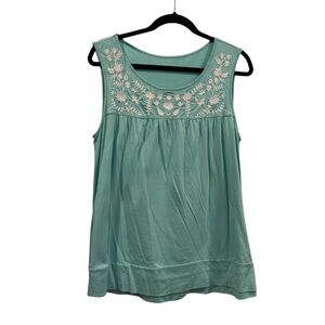 Garnet Hill Mint Green Embroidered Tank Top